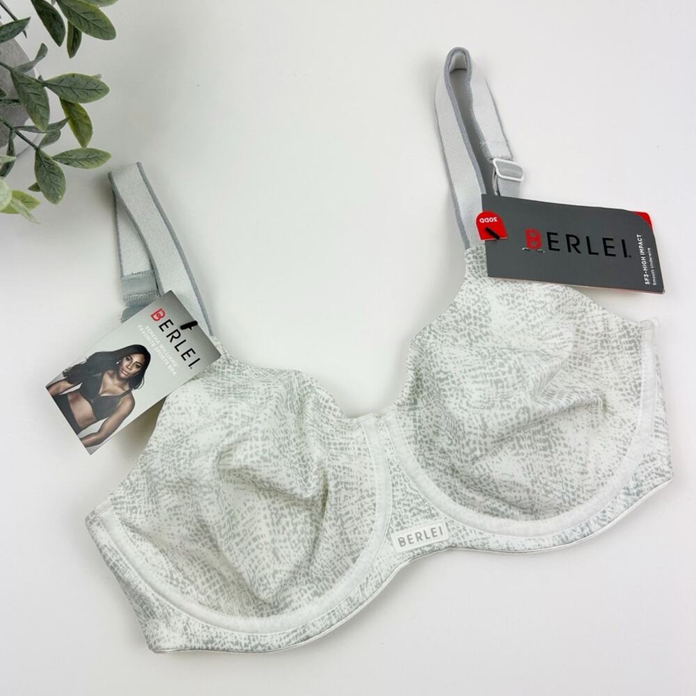 Berlei High Performance Smooth Underwire Sports Bra Size 32C White/Grey Print